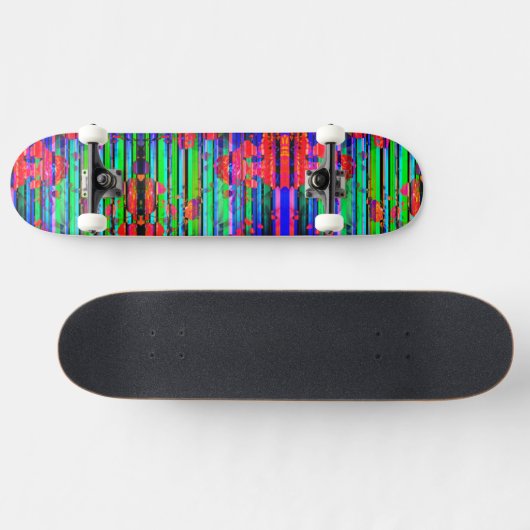 Neon Glitch Stripe Skateboard (Horz)