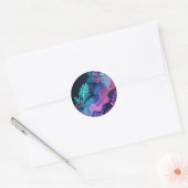 Neon Glitter Botanische Abstracte Ronde Sticker (Envelop)