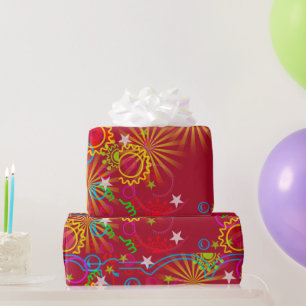 Neon, gloed in de Donker, Starburst, Swirls, party Cadeaupapier