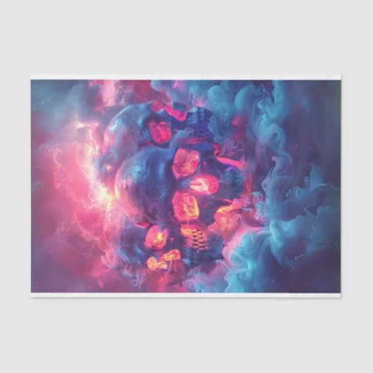 Neon gloed in donkere schedel decoupage tissuepapier (Voorkant)