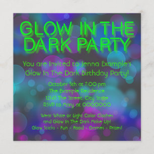 Neon Gloed In Het Donker Verjaardagsfeest Kaart
