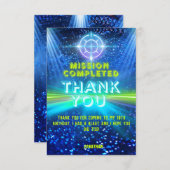 Neon gloed lampjes laser Label spel partij doel Bedankkaart (Voorkant / Achterkant)