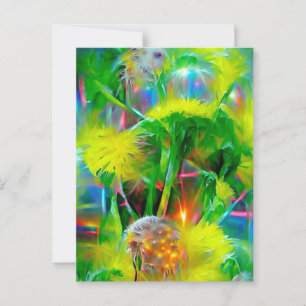 Neon gloed paardenbloemen in Dream Garden Briefkaart