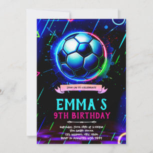 Neon gloed Voetbal Uitnodiging