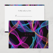 Neon Gloei, Golvende Lintjes RSVP Kaartje (Voorkant / Achterkant)