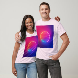 Neon Gloeiende Cirkel Abstracte Kunst T-shirt