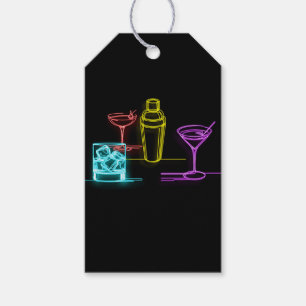 Neon Gloeilichten Kleurrijke Cocktails 21e Verjaar Cadeaulabel