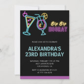 Neon Glow 23rd birthday invitations Cocktail (Devant)