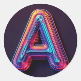 Neon Glow Alphabet Stickers – Letter A Vibrant 3D