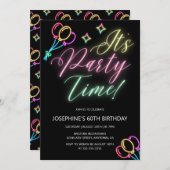 Neon Glow Balloon Party Tijd Verjaardag Kaart (Voorkant / Achterkant)