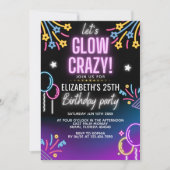 Neon Glow - Birthday Party Invitation Kaart (Voorkant)