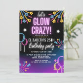 Neon Glow - Birthday Party Invitation Kaart (Staand voorkant)