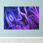 Neon Glow blue en paarse Cyberpunk lines Canvas Afdruk (Insitu (Houten vloer))