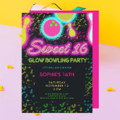Neon Glow Bowling Party Girly Schattige Sassy Swee Kaart