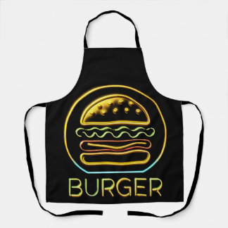 Neon Glow Burger Teken Schort