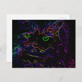 Neon Glow Cat Briefkaart (Voorkant / Achterkant)