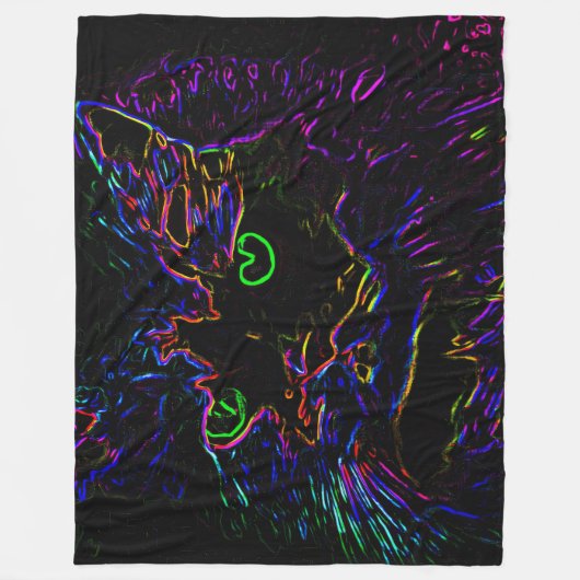 Neon Glow Cat Fleece Deken (Voorkant)