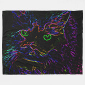 Neon Glow Cat Fleece Deken (Voorkant (Horizontaal))
