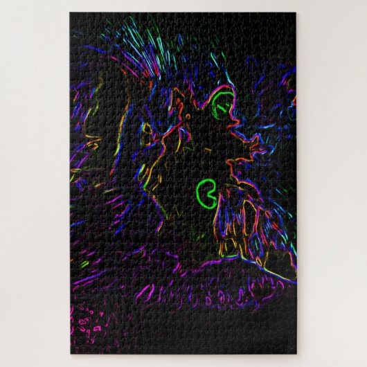 Neon Glow Cat Legpuzzel (Verticaal)