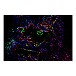 Neon Glow Cat Perfect Poster