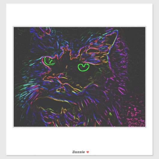 Neon Glow Cat Sticker (Vel)