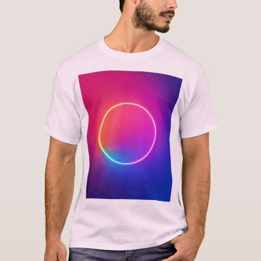 Neon Glow Circle Abstract Art T-shirt (Voorkant)