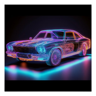 Neon Glow Classic Car – Futuristische Vibes Art Perfect Poster