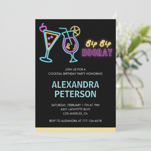 Neon Glow Cocktail 62e verjaardag Kaart (Staand voorkant)