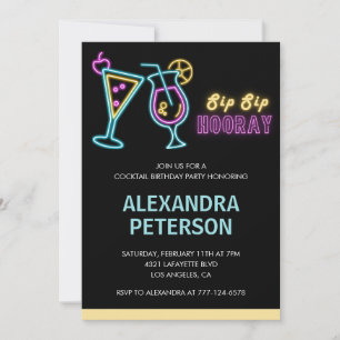 Neon Glow Cocktail uitnodiging 92ste verjaardag