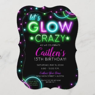 Neon Glow Crazy Girl nodigt uit Kaart