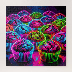 Neon Glow Cupcakes Patroon Legpuzzel