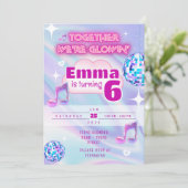 Neon Glow Dance Birthday Invitation | Pastel Disco (Debout devant)