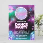 Neon Glow Dance Party Anniversaire Invitation (Debout devant)