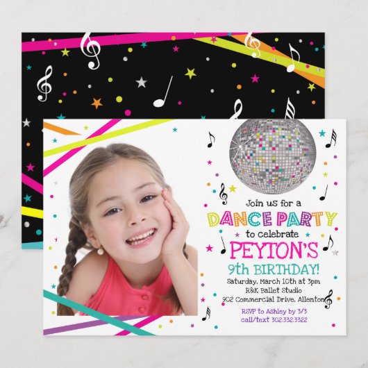 Neon Glow Dance Party - Invitation photo (Devant / Derrière)