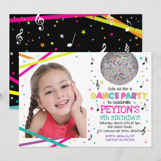 Neon Glow Dance Party - Invitation photo