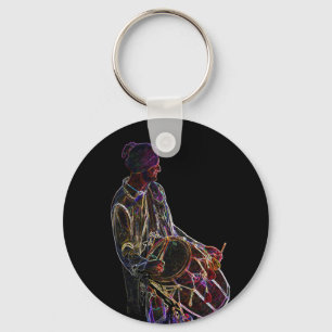 Neon Glow Dhol Drummer sleutelhanger