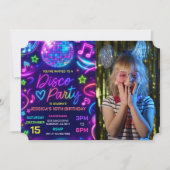Neon Glow Disco Dance Party Verjaardagsfoto Kaart (Voorkant)