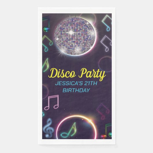 Neon Glow Disco Dance Verjaardagsfeest Servet (Voorkant)