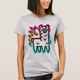 Neon Glow Flame Lama T-shirt