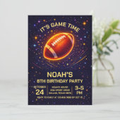 Neon Glow Football Birthday Invitation (Debout devant)