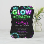 Neon Glow Fou Fille Fête Invitation Anniversaire (Debout devant)