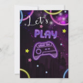 Neon Glow Gaming Invitation Anniversaire (Dos)