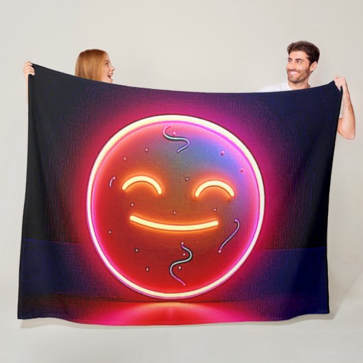 Neon Glow Gelukkig Gezicht Kunst Fleece Deken (In situ)