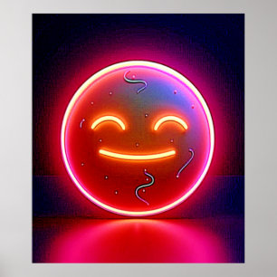 Neon Glow Gelukkig Gezicht Kunst Poster