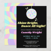 Neon Glow Groovy Disco Verjaardag Kaart (Voorkant / Achterkant)