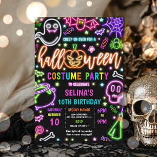 Neon Glow Halloween Kostuumfeest Verjaardag Kaart