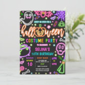 Neon Glow Halloween Kostuumfeest Verjaardag Kaart (Staand voorkant)