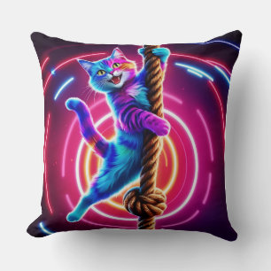 Neon Glow Hanging Cat Kussen