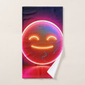 Neon Glow Happy Face Art Bad Handdoek (Handdoek)