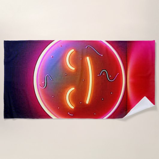 Neon Glow Happy Face Art Strandlaken (Voorkant)